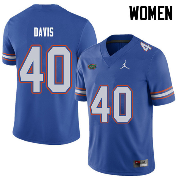 Jordan Brand Women #40 Jarrad Davis Florida Gators College Football Jerseys Sale-Royal